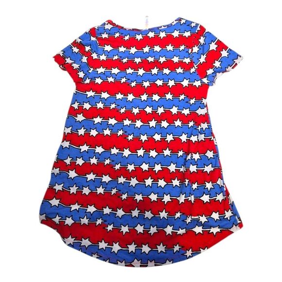 NEW LulaRoe Irma red white and blue stars 4th of July short sleeve tee shirt S - Picture 3 of 8